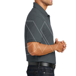 เสื้อโปโลของผู้ชายเสื้อเจอร์ซี่แขนสั้นสีทึบลายฟอกสีสไตล์สตรีท - Product Image 3