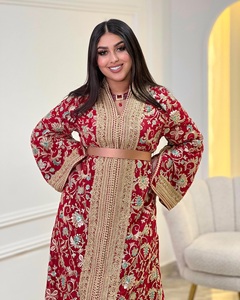 Vestido de novia marroquí de lujo hecho a mano, caftán de satén con patrón vintage, elegante bordado de cristal dorado, ecológico y formal. - Product Image 2