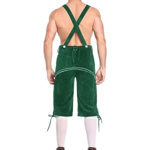 Lederhosen tradicionales bávaros unisex, traje tradicional alemán para Oktoberfest, bordados, de cuero de vaca medio, antiarrugas, kneibund. - Product Image 4