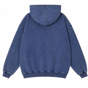 Sweat à capuche oversize vintage bleu délavé à l'acide, en molleton de coton épais, imprimé personnalisé, streetwear unisexe - Product Image 2
