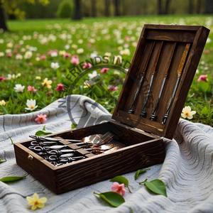 Nouvelle édition Ensemble de couverts en cuivre de style antique Ensemble de couverts en cuivre médiéval 20 pièces Ensemble de couverts avec boîte en bois Ensemble de repas de camping - Product Image 5