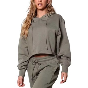 Ensembles de jogging de gymnastique pour femmes motif solide ensemble deux pièces pantalon élastique grande taille survêtement d'hiver 100% coton vente en gros nouveautés - Product Image 3