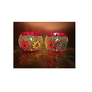 Portavelas de vidrio de mosaico de diseño elegante para decoración de balcón portavelas de luz T de diseño de lujo votivo para Navidad - Product Image 2