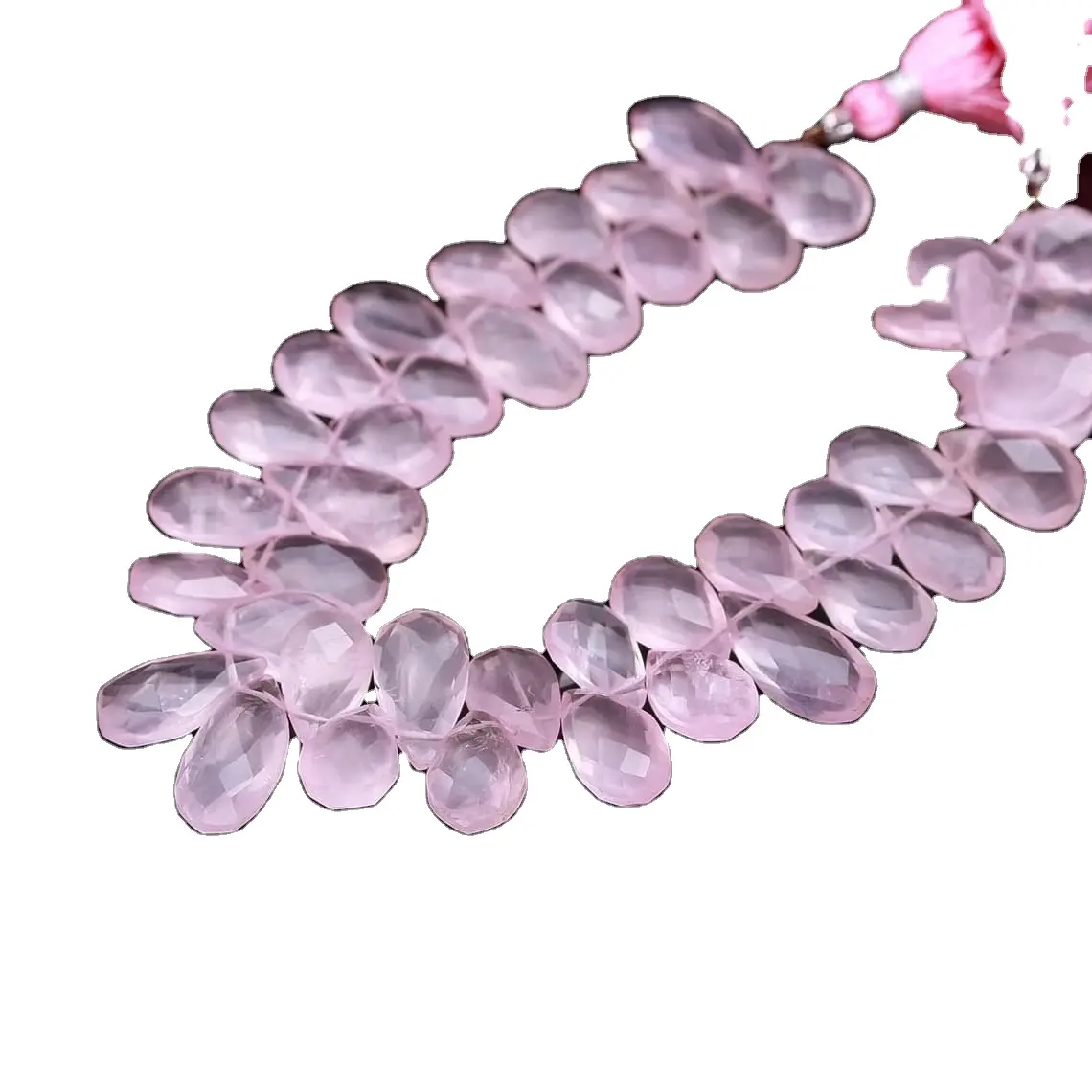 Rosenquarz gesicherte birnenförmige Edelsteinperlen natürlicher Rosenquarz Briolette Perlen birnenförmige Perlen für Schmuckherstellung aus Indien