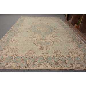 พรมตุรกีวินเทจขนแกะ5.5x9.4ฟุตแบนถักด้วยลวดลายปะติดสำหรับตกแต่งห้องนั่งเล่นหรือใช้ในห้องโถง - Product Image 2