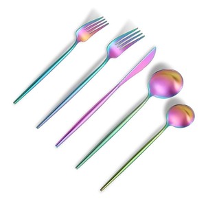 Durable al por mayor cuchillo tenedor cuchara cubiertos de acero inoxidable juego de cubiertos de Metal dorado para fiesta de Navidad - Product Image 2