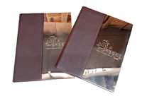 Porte-menu de restaurant, café, bar, en cuir PU de haute qualité, durable, personnalisé, double pliage, finition nickel rose.