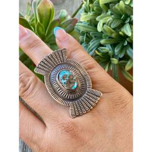 Jason Bahe Kingman Turquoise Sterling <b>Silver</b> <b>Statement</b> <b>Ring</b> Size 8 - Product Image 2