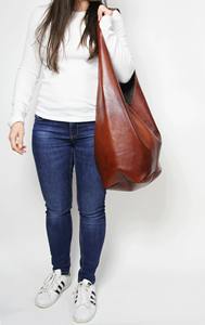 Brown <b>Slouchy</b> <b>Hobo</b> Leather Hippie <b>Bag</b> Brown Boho Crossbody Soft Every Day Women LHB-0075 - Product Image 2