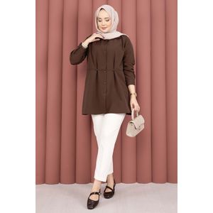 Chemise en popeline Alin décontractée à taille ajustable et boutonnée, taille XL, en viscose, avec logo imprimé, style simple et tendance pour les saisons d'été et d'automne - Product Image 1
