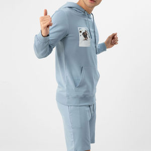 Vêtements personnalisés en gros 100% coton en rose Ensemble de sweat-shirt et short pour homme Deux pièces Ensemble court - Product Image 3