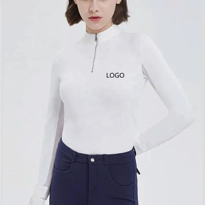 New Style Horse Riding Clothing Female Outdoor <b>Long</b> <b>Sleeve</b> Zip Up <b>Base</b> <b>Layer</b> Equestrian Apparel Lace Riding Show Shirt - Product Image 5