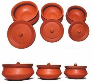 Ensemble de casseroles en terre cuite écologiques, nouveau design (lot de 3 avec couvercles) - Product Image 1