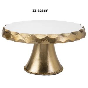 White Pearl Handmade Metal Cake <b>Plate</b> Designer Wedding <b>Stand</b> Pedestal Style <b>Display</b> Tray Zahid Exports Cake Tool - Product Image 5