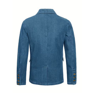 Veste en jean personnalisée de style vintage pour hommes de haute qualité 100% coton tricoté saison d'hiver avec bouton patchs - Product Image 2