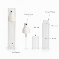 Flacon pulvérisateur PET givré de 50 ml, flacon cosmétique vide à fine brume pour toner, brume pour le visage, logo personnalisé, estampage doré