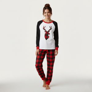 โรงงานผลิตชุดนอนครอบครัวลายกวางเรนเดียร์สำหรับคริสต์มาสจากกัมพูชา สำหรับเด็กและผู้ใหญ่ ปลอดภาษีสำหรับส่งออกไปยังสหภาพยุโรป/แคนาดา รับผลิตแบบ OEM/ODM กำลังการผลิตเดือนละ 10,000 ชุดขึ้นไป - Product Image 3