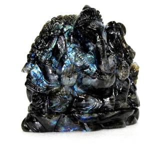 Sculpture religieuse en labradorite naturelle Ganesha sculptée à la main, figurine artisanale, art et objet de collection, pierre de guérison cristalline - Product Image 5