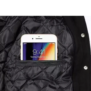 Veste bomber de baseball brodée pour homme, veste de collège varsity, veste en polyester à manches longues, coupe-vent, boutonnée, enduite - Product Image 5