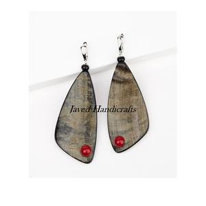 Ensemble de boucles d'oreilles cerceau naturel en corne de buffle Nouveau design Boucles d'oreilles en corne de goutte Forme personnalisée Filles Style animal de mode - Product Image 5