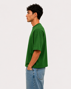 เสื้อยืดแฟชั่นอิตาลีสำหรับผู้ชาย ผ้าฝ้ายเนื้อแน่น 220 กรัม ทรงเข้ารูป ผลิตตามแบบ ODM สีเขียว สไตล์สตรีทแวร์ ทรงบ็อกซี่ - Product Image 3