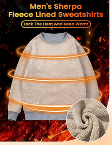 Bán Buôn Rts Người Đàn Ông Của Ấm Sherpa Lót Lông Cừu Áo Mùa Đông Dày Dệt Kim Crewneck Áo Thun Nhiệt Giản Dị Cơ Bản Tops - Product Image 2