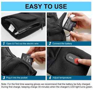 Guantes de esquí con calefacción eléctrica con batería recargable Forros cómodos para montar Snowboard Senderismo Ciclismo - Product Image 2