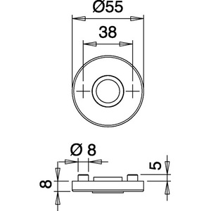 Manija de palanca de acero inoxidable 051/1 con rozeta F00, espesor de la placa de 8 mm, accesorios para rieles de cortinas y barras de cortinas con orificio para manija de palanca EDI - Product Image 3