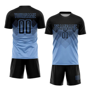 Premium Custom Light Blue Black Sublimación Camiseta de fútbol Premium Custom Light Blue Black Sublimación para su equipo - Product Image 1