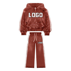 Custom Sweat Jogger Stacked Pants Chándales Heavyweight Tech Fleece Rhinestone Sudadera con capucha y pantalones de chándal acampanados conjuntos para hombres - Product Image 5