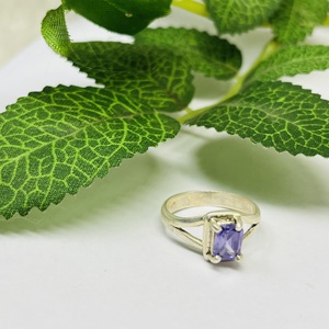 แหวนอเมทิสต์, แหวนแฮนด์เมด, แหวนพลอยสีม่วง, แหวนเงินสเตอริง925, แหวนตัดมรกต, แหวนโซลิแทร์, ของขวัญ - Product Image 6