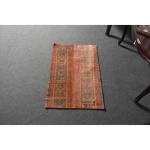 1.9x2.9 ft Vintage Rug, Turkish Small Rug, <b>Red</b> Ikat <b>Wool</b> Rug - Product Image 1