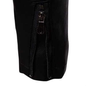 Leather Jacket with Sleeves and Down Fur <b>top</b> quality Fur Turn Down Collar Belt Decoration <b>Black</b> Real Men's Leather Jackets - Product Image 5