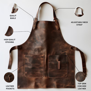 Delantal de soldadura de cuero de vaca, ropa de trabajo industrial protectora ignífuga, delantal de soldadura de cuero dividido, delantal de trabajo resistente al fuego - Product Image 5