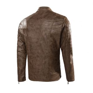 Chaqueta de Cuero para Hombre, Transpirable, Abrigada para Invierno, Chaqueta de Motociclista de Cuero Genuino Negra con Cuello Alto - Product Image 4