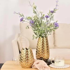 Vases à fleurs côtiers or et blanc fait à la main meilleure vente Vase à fleurs en métal de haute qualité pour décorations - Product Image 3