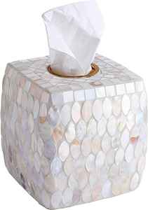 La meilleure boîte à mouchoirs mosaïque de nacre naturelle fabriquée à la main stockage de papier d'incrustation d'os de marbre pour la décoration de table - Product Image 3