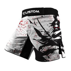 Diseñe sus propios pantalones cortos de lucha MMA personalizados con impresión por sublimación de tela transpirable ligera elástica Servicio OEM de bajo costo - Product Image 2