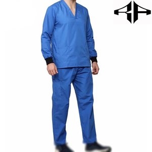 Trajes de manga corta con cuello en V y bolsillos para hombre, conjuntos de uniformes médicos a medida, uniformes de enfermería para médicos de hospital para hombre - Product Image 3