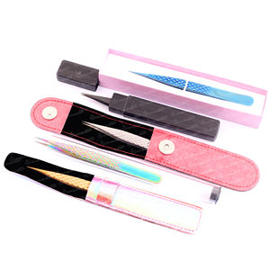 High Quality Professional Eyelash Extension Tweezers Hot <b>Pink</b> Color Custom Logo Eyelash Tweezers With Mirror and Scissor <b>Set</b> - Product Image 6
