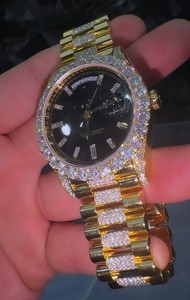 Montre mécanique de luxe en diamant Moissanite VVS Premium Full Yellow View MIYOTA en acier inoxydable Logo personnalisé Style Hip Hop - Product Image 3