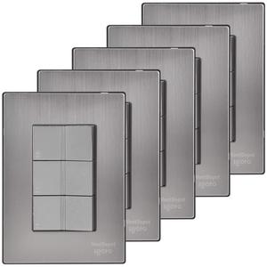 Placche da Parete, MXIIE-005, 5 Pezzi, Interruttore per Scale x3, 125-250VAC, 10A, 50/60Hz, Argento, Acciaio Inossidabile/PC. - Product Image 1