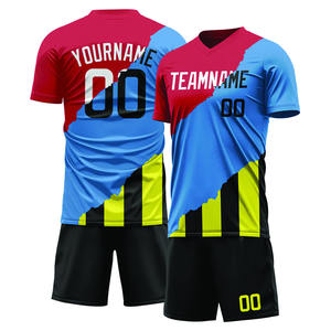 Personalizado rojo azul Split moda fútbol uniforme entrenamiento ropa deportiva Jersey - Product Image 1