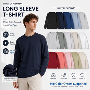 T-Shirt a Maniche Lunghe in Cotone 100% Pesante 230gsm, Logo Personalizzato, Blu Navy, Oversize, per Uomo e Donna, Vendita all'Ingrosso - Product Image 1