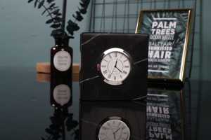 The CRAFT EXIM Luxury Natural Marble Quartz Movement <b>Art</b> <b>Deco</b> Design <b>Desk</b> Clock Premium Handcrafted Home Office Decor - Product Image 4