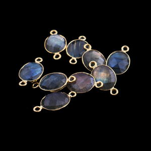 Belle véritable forme ovale arc-en-ciel feu labradorite bricolage double caution connecteur plaqué or damier coupe connecteurs de forme ovale - Product Image 4