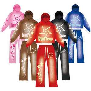 Ensemble de survêtement d'hiver imprimé surdimensionné, survêtement doux au toucher, coupe ample, design 2 en 1 pour un confort quotidien, look moderne et décontracté - Product Image 6