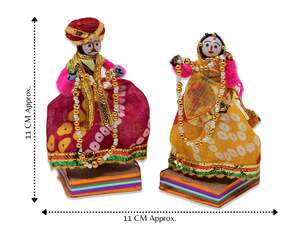 Figuras decorativas hechas a mano de material reciclado Rajasthani Dulha Dulhan para decoración del hogar/mobiliario/ídolo de regalo (multicolor - Product Image 2