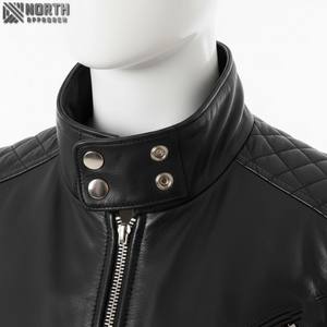Nueva chaqueta de cuero informal de alta calidad para hombre con decoración bordada chaqueta de bombardero personalizada - Product Image 4