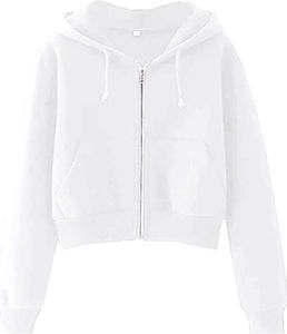 Crop Top Hoodie Custom Women's Hoodies Manga larga Zip-up High Quality Front Hooded Pocket Color sólido sudaderas con capucha para mujer - Product Image 5